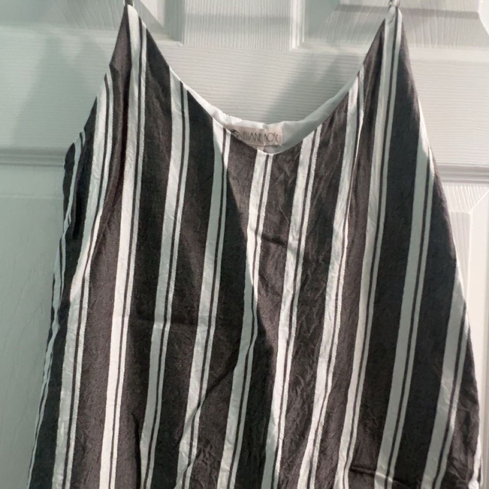 Elaine Rose Gray and White Striped Tank Top